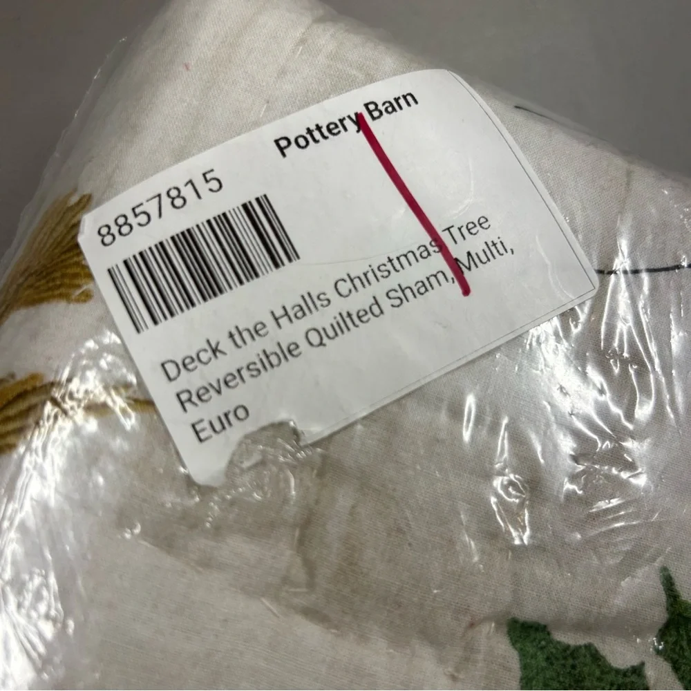 Pottery Barn Deck the Halls Christmas EURO Pillow Sham Cover Reversible NWT